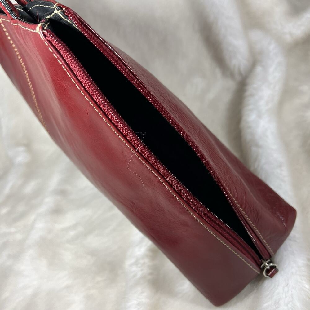 Vintage Wilsons Leather Burgundy Double Strap Large Shoulder Bag Tote Retro Rare - Picture 8 of 8